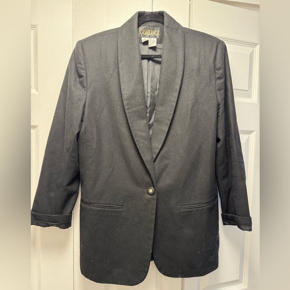 Vintage Casablanca Oversized Black Wool Blazer